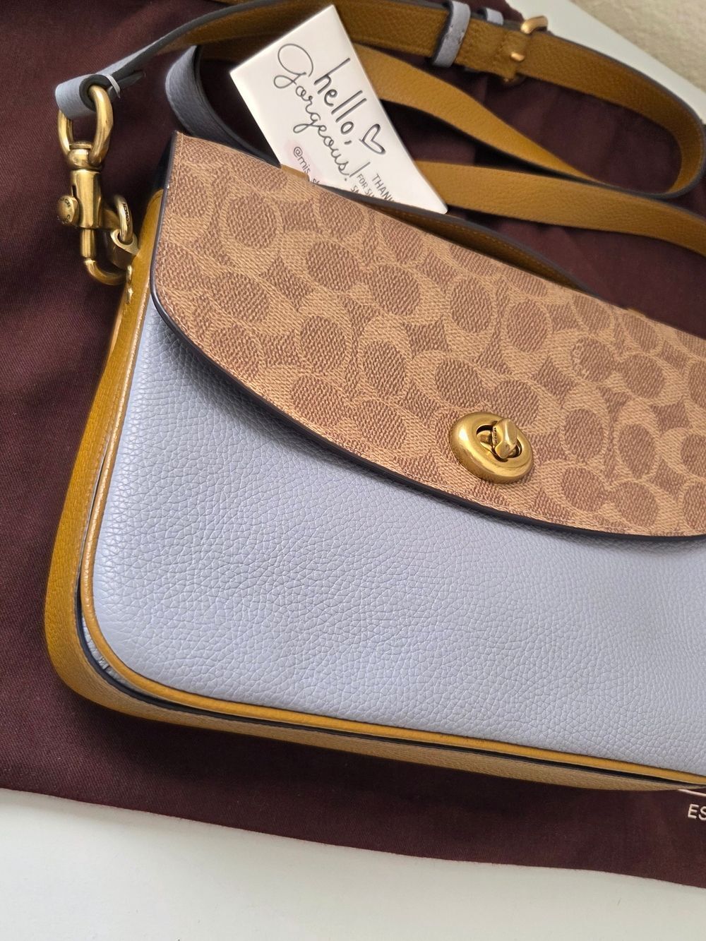 Coach Cassie Crossbody In Signature Blocking Blue/Tan - Picture 2 of 12